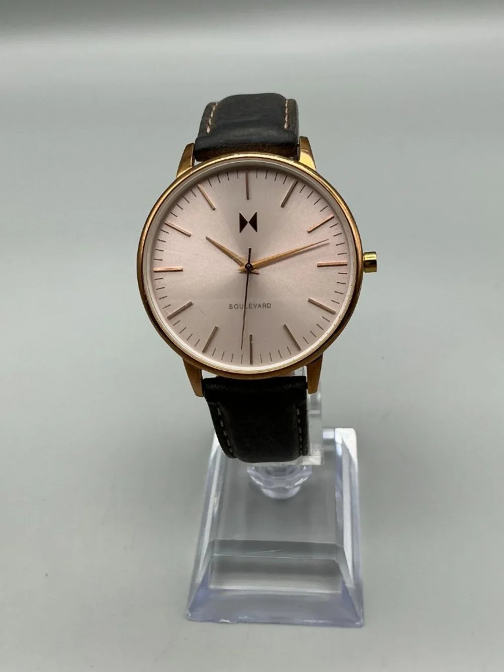 MVMT Boulevard Santa Monica Womens Watch 38mm Rose Gold Tone Leather New Battery